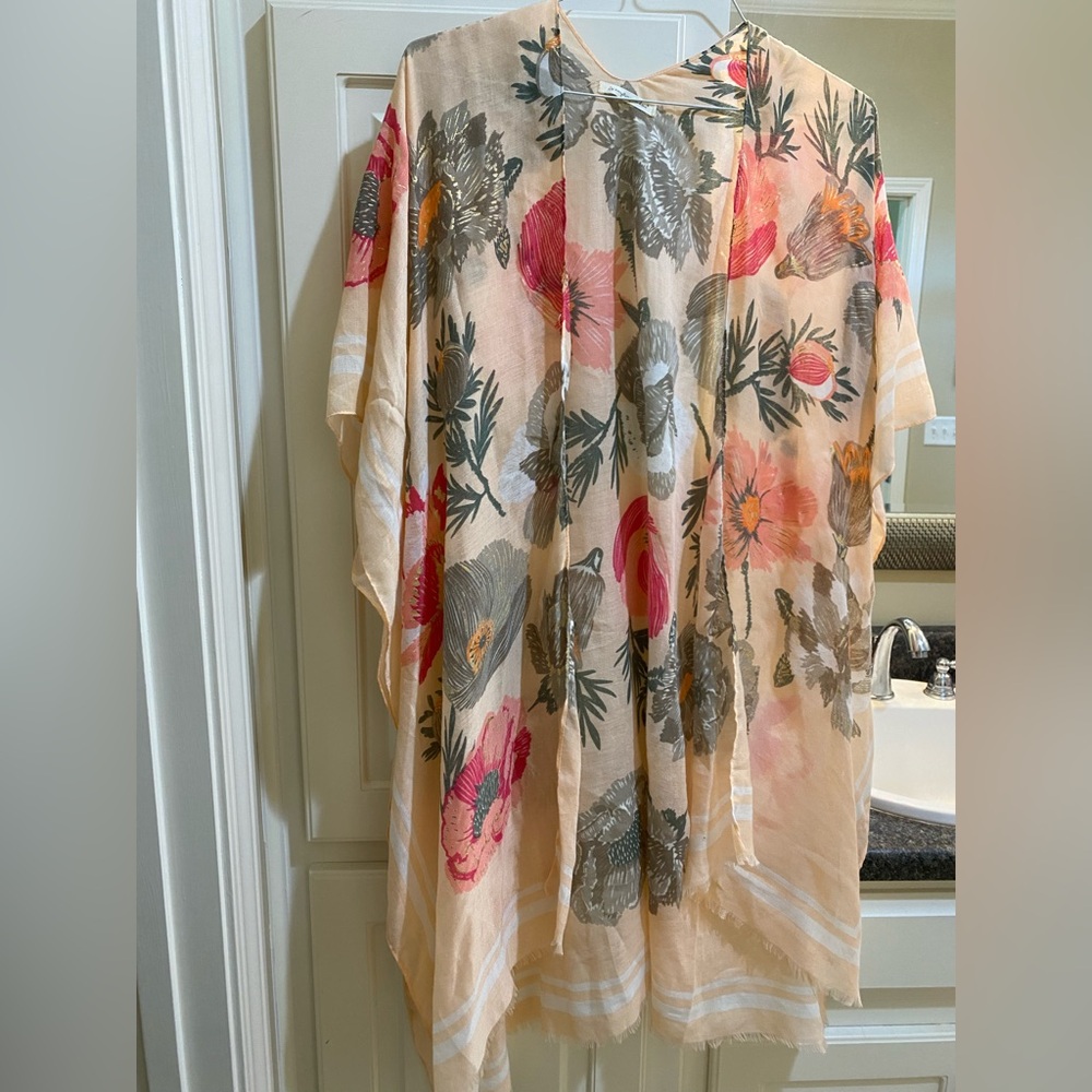 Do Everything in Love Floral Sheer Top - Peach and Gray